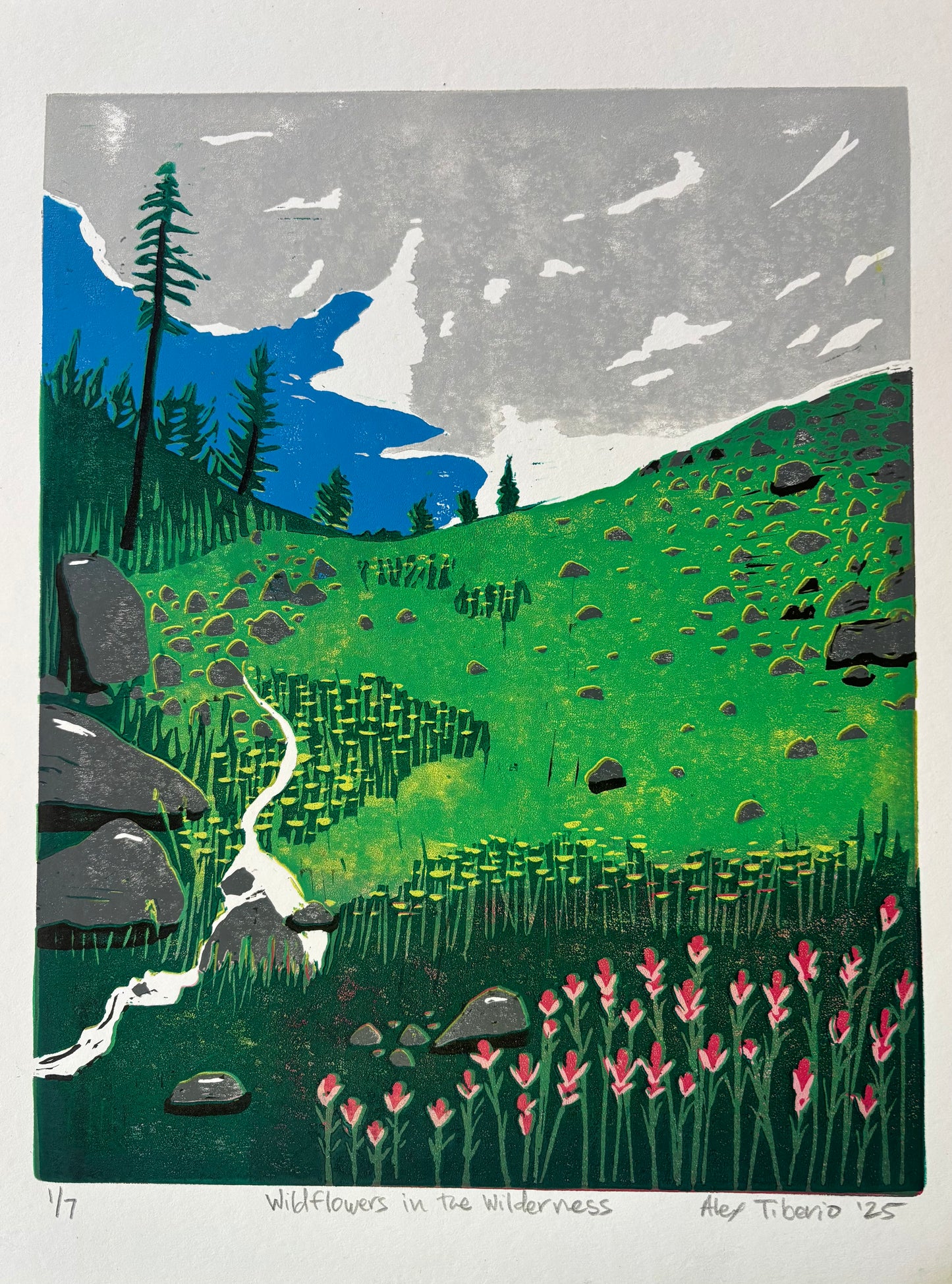 Wildflowers in the Wilderness (Linoleum Block Print)