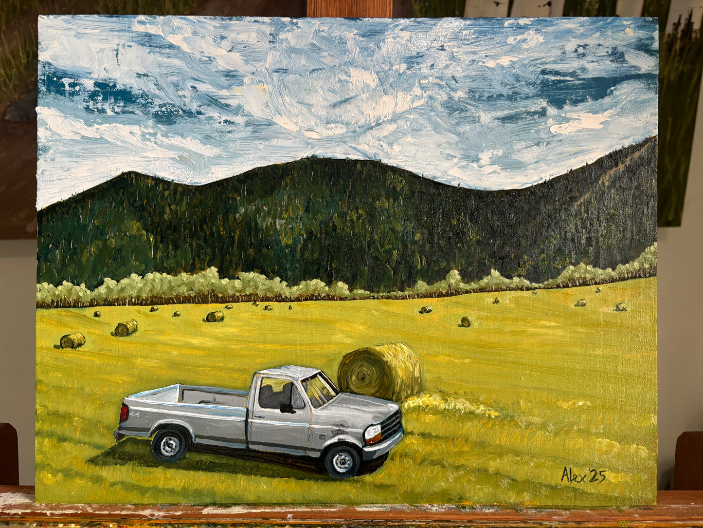 Hay Field with Truck