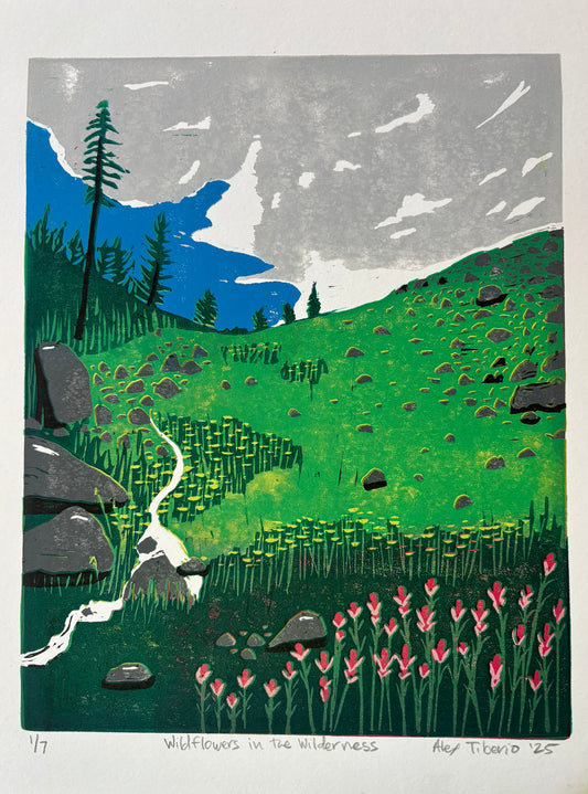 Wildflowers in the Wilderness (Linoleum Block Print)
