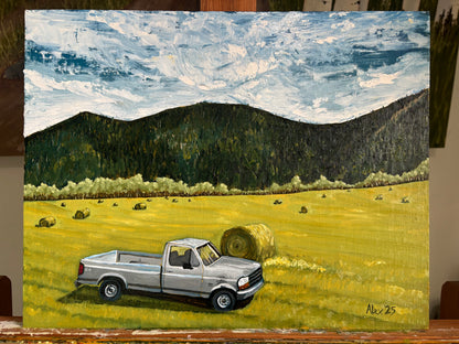 Hay Field with Truck