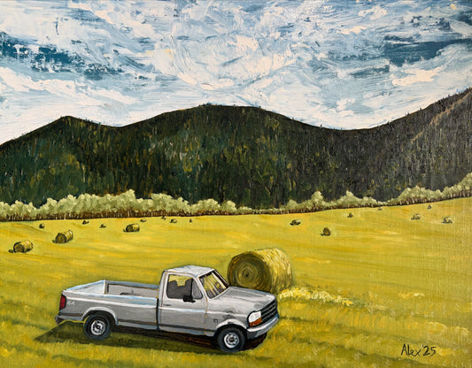 Hay Field with Truck